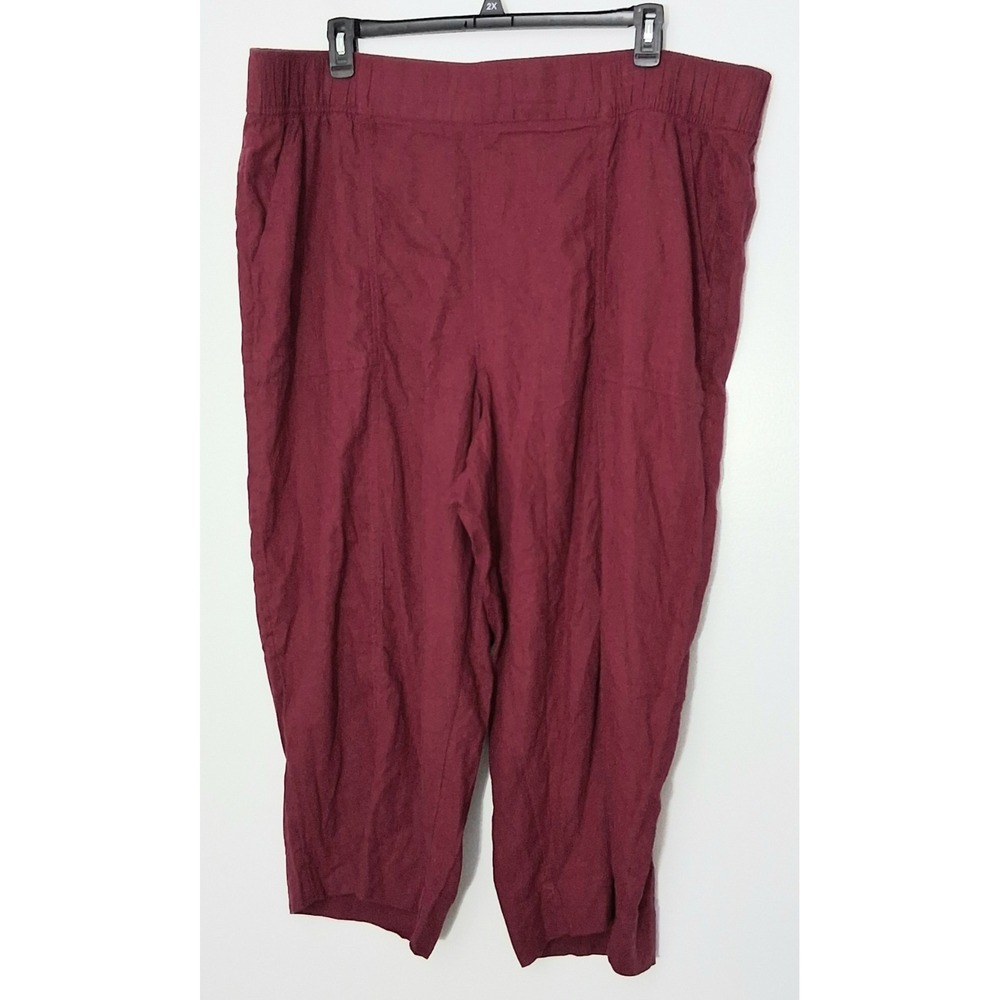 Lane Bryant Pants Women's Size 24 Red Soft Linen Blend Wide Leg‎ Mid Rise NEW